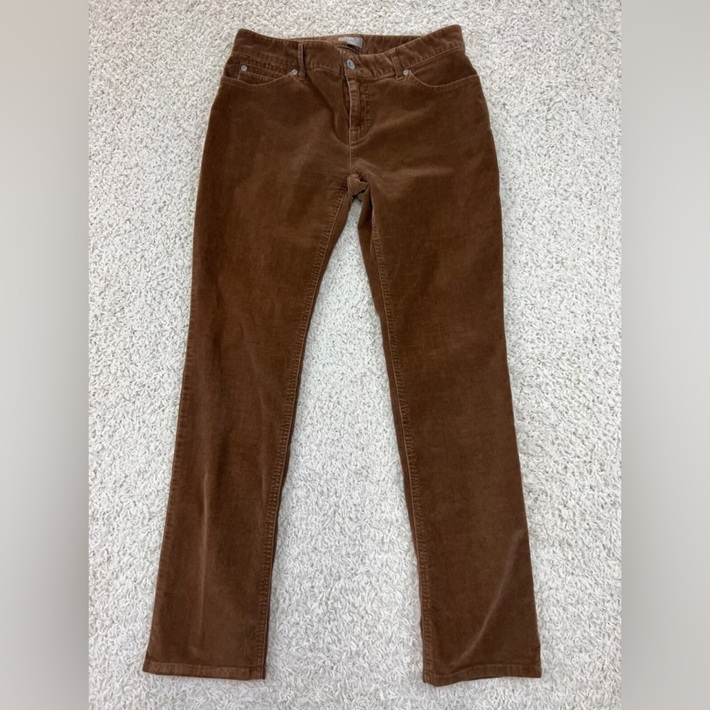 J Jill Corduroy Pants Womens Size 4 Petite 4P Brown Slim Leg Stretch